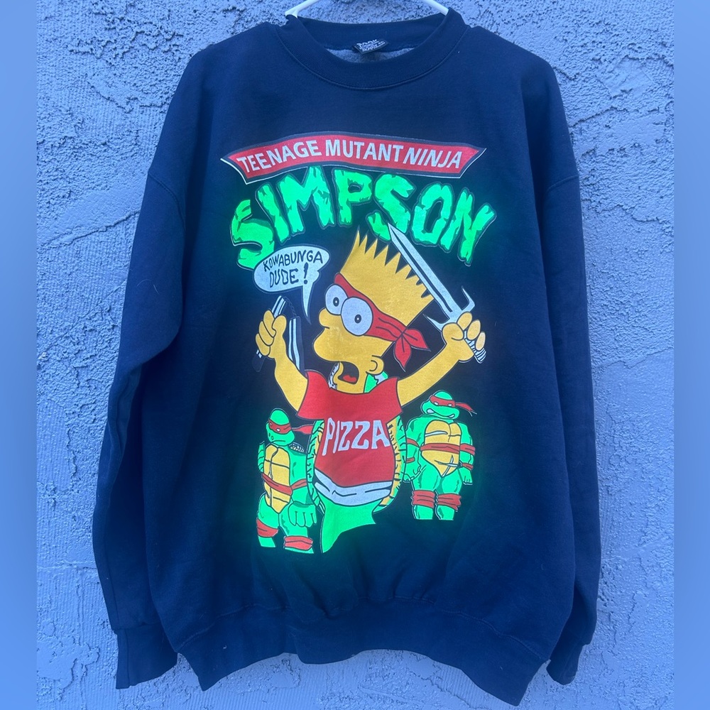 Rare Vintage boot 90s bart Simpson ninja turtles Crewneck